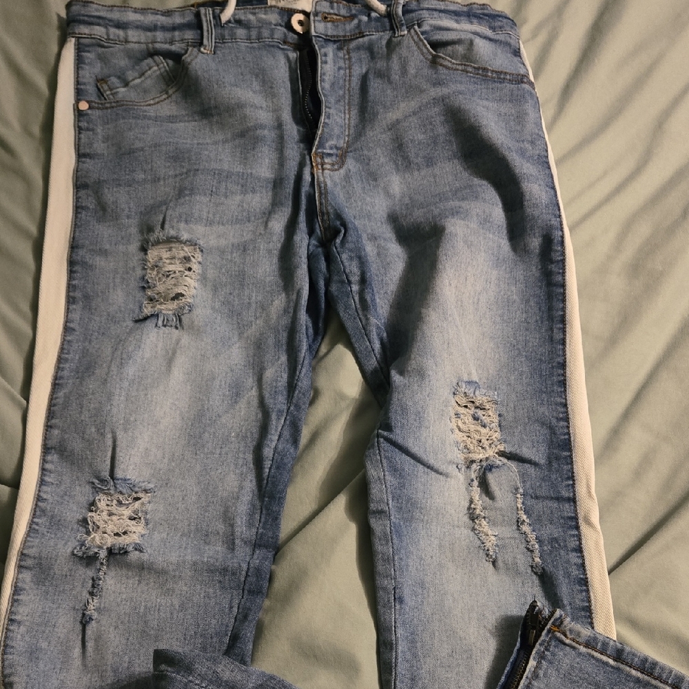 Distressed Blue Jeans